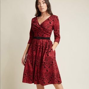 Hell Bunny Storybook Shadows A-Line Dress in Wine